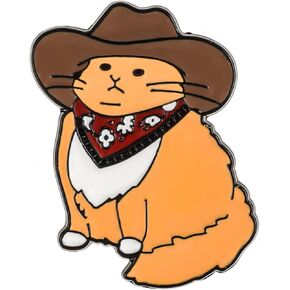 Cat Enamel Pin Cute Cowboy Brooch Alloy Cartoon Animal Lapel Pins Funny Cat Clip Decoration Badges for Backpacks Clothes Jackets Bags Hats Christmas Valentine's Day Halloween