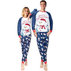 GRPSKCOS Couple Christmas Pajamas Adults Santa Christmas Long Sleepwear Matching Christmas Pyjamas for Men Women