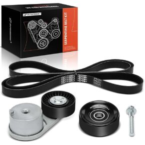 A-Premium Engine Serpentine Belt Drive Kit with Tensioner & Idler Pulley Compatible with Chevrolet Cavalier & Pontiac Sunfire, 1998-2002, 2.2L