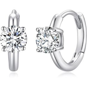 1-2ct Moissanite Hoop Earrings for Women,C4P D Color Simulated Moissanite 925 Sterling Silver Earrings with Certificate of Authenticity