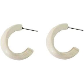 C Wooden Hoop Earrings Vintage Bohemian Nature Wooden Hoop Stud Earrings Natural Lightweight Geometric Retro Earring for Women