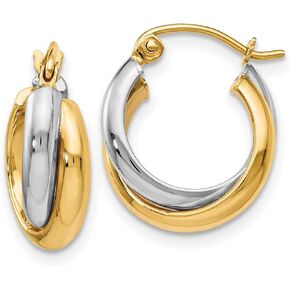 14k Multi-Tone Gold Polished Hinged Hoop Earrings 14x13 mm