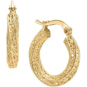 14K Yellow Gold Textured Hoop Earrings, Clicker/Latch Back, Hoop Earrings For Women, Minimalists Jewelry, Elegant Fine Jewelry, Gift For Her, Jewelry For Women
