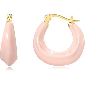Simple Enamel 18K Gold Plated Hoop earrings for women