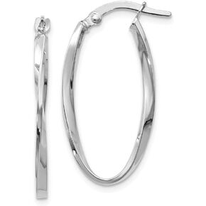 Roy Rose Jewelry Leslies 14K White Gold Twisted Oval Hoop Earrings 30mm length