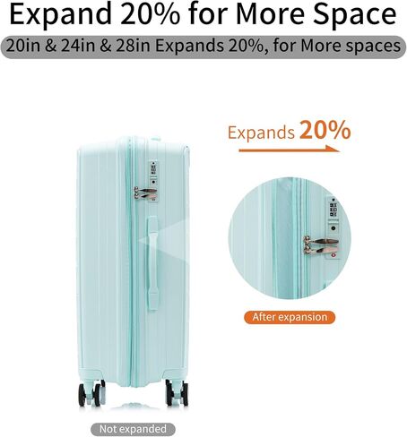 Merax Suitcase with TSA Lock Hardshell Luggage Sets with Spinner Wheels, Mint Green, 20/24/28 Inch in Saudi Arabia