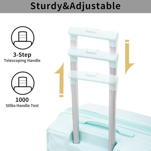 Merax Suitcase with TSA Lock Hardshell Luggage Sets with Spinner Wheels, Mint Green, 20/24/28 Inch in Saudi Arabia