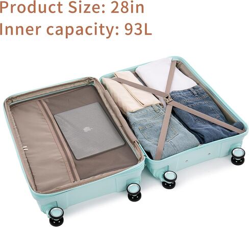 Merax Suitcase with TSA Lock Hardshell Luggage Sets with Spinner Wheels, Mint Green, 20/24/28 Inch in Saudi Arabia