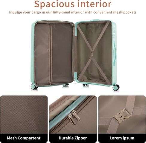 Merax Suitcase with TSA Lock Hardshell Luggage Sets with Spinner Wheels, Mint Green, 20/24/28 Inch in Saudi Arabia