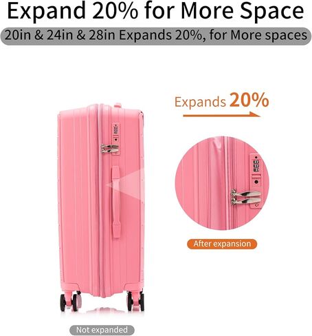 حقيبة ميراكس مع مجموعة أمتعة صلبة بقفل TSA مع عجلات دوارة، أخضر نعناعي، 20/24/28 بوصة in Kuwait