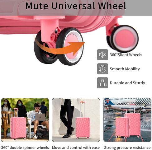 حقيبة ميراكس مع مجموعة أمتعة صلبة بقفل TSA مع عجلات دوارة، أخضر نعناعي، 20/24/28 بوصة in Kuwait