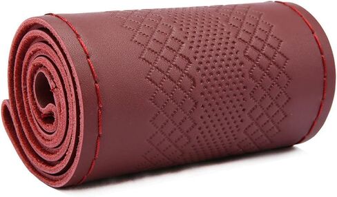 DEEYOTA Car Steering Wheel Cover Universal Fit Round Stitch Steering Wheel Wrap Thin PU Leather Steering Wheel Cover Sewn on 15" Car Wheel (Coffee) in Kuwait