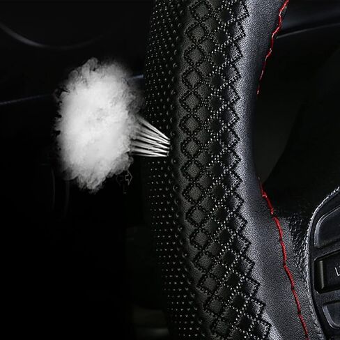 DEEYOTA Car Steering Wheel Cover Universal Fit Round Stitch Steering Wheel Wrap Thin PU Leather Steering Wheel Cover Sewn on 15" Car Wheel (Coffee) in Kuwait