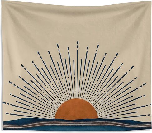Knibeo Boho Sun Wall Tapestry - بوهو نسيج الجدار شنقا، 50x60 بوصة غروب الشمس نسيج الجدار الشنق، نسيج المحيط، ديكور الجدار البوهيمي، ديكور جدار بوهو لغرفة المعيشة، ديكور منزل بوهو in Kuwait