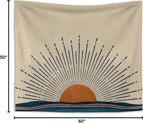 Knibeo Boho Sun Wall Tapestry - بوهو نسيج الجدار شنقا، 50x60 بوصة غروب الشمس نسيج الجدار الشنق، نسيج المحيط، ديكور الجدار البوهيمي، ديكور جدار بوهو لغرفة المعيشة، ديكور منزل بوهو in Kuwait