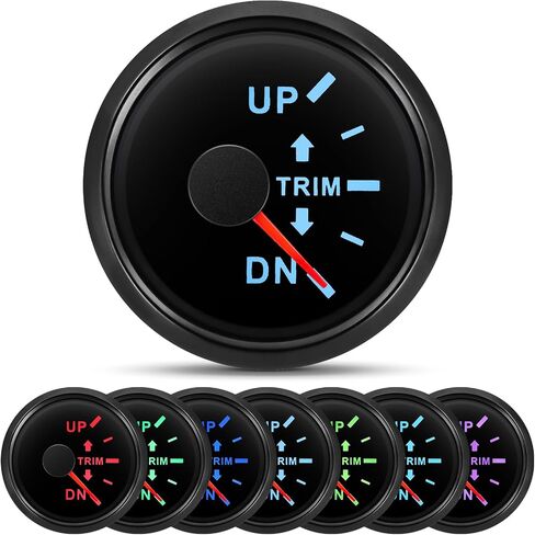 ARTILAURA Trim Gauge Meter 0-190ohms 7 Color UP-DN in Outboard Engine 52mm 2-1/6"for Yacht Boat Marine（Black） in Kuwait