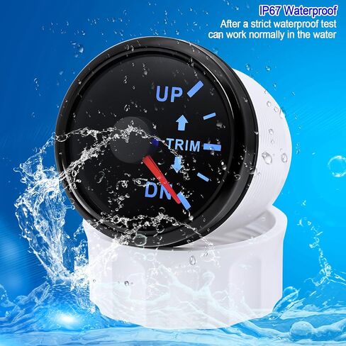 ARTILAURA Trim Gauge Meter 0-190ohms 7 Color UP-DN in Outboard Engine 52mm 2-1/6"for Yacht Boat Marine（Black） in Kuwait