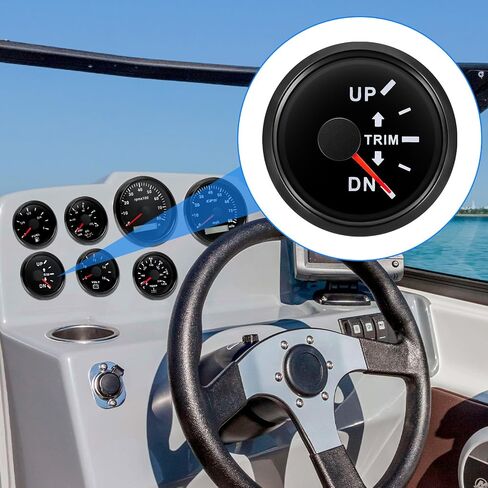 ARTILAURA Trim Gauge Meter 0-190ohms 7 Color UP-DN in Outboard Engine 52mm 2-1/6"for Yacht Boat Marine（Black） in Kuwait