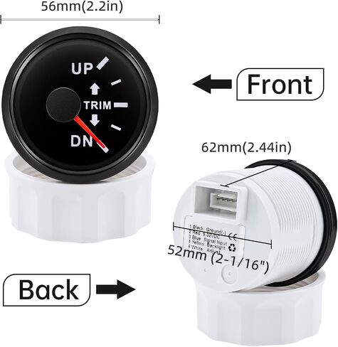ARTILAURA Trim Gauge Meter 0-190ohms 7 Color UP-DN in Outboard Engine 52mm 2-1/6"for Yacht Boat Marine（Black） in Kuwait