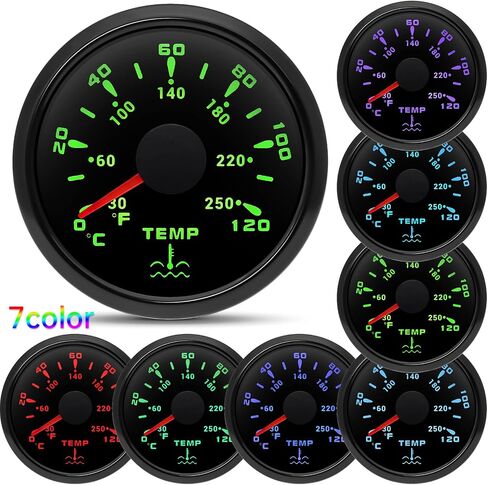 ARTILAURA Trim Gauge Meter 0-190ohms 7 Color UP-DN in Outboard Engine 52mm 2-1/6"for Yacht Boat Marine（Black） in Kuwait