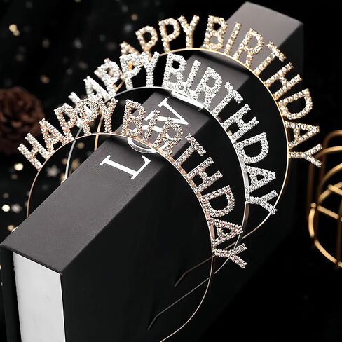 3 Pcs Birthday Crowns for Women, Happy Birthday Headbands Shiny Rhinestones Metal Hair Bands, Gold Silver Rose Gold Hair Headband, Sweet Happy Birthday Accessories in Kuwait