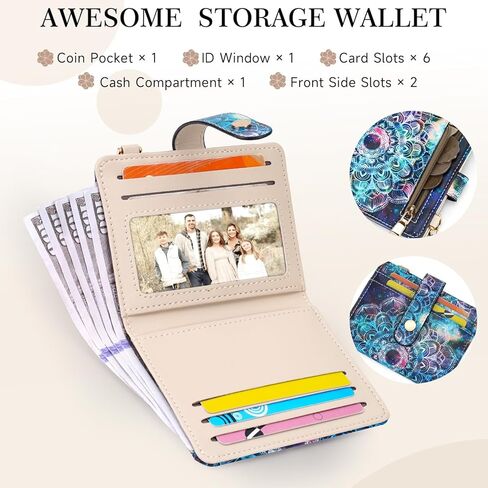 APHISON Women RFID Slim Bifold Wallet, Card Holder with Zipper Coin Purse, Ultra-Thin Compact Wallet with ID Window Minimalist Sky in Saudi Arabia