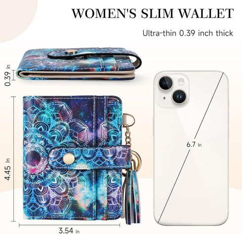 APHISON Women RFID Slim Bifold Wallet, Card Holder with Zipper Coin Purse, Ultra-Thin Compact Wallet with ID Window Minimalist Sky in Saudi Arabia