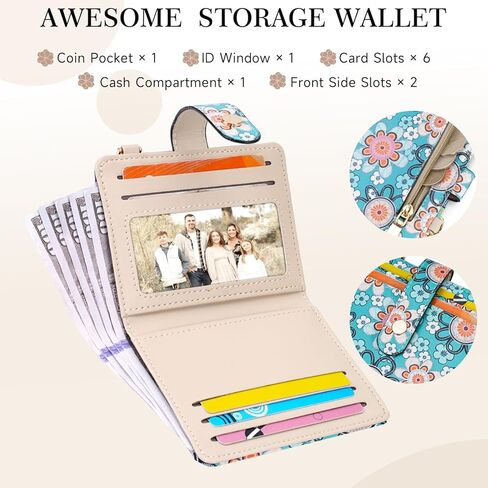APHISON Women RFID Slim Bifold Wallet, Card Holder with Zipper Coin Purse, Ultra-Thin Compact Wallet with ID Window Minimalist Sky in Saudi Arabia