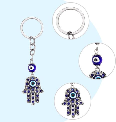 WEWAYSMILE 8Pcs Evil Eye Keychain Blue Evil Eye Hand Handmade Hamsa Keychain 10.8cm Protection Keychain for Car Key rings, Wallet Accessories, Bags Good Luck Charms in Saudi Arabia