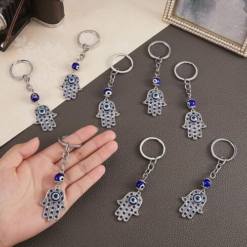 WEWAYSMILE 8Pcs Evil Eye Keychain Blue Evil Eye Hand Handmade Hamsa Keychain 10.8cm Protection Keychain for Car Key rings, Wallet Accessories, Bags Good Luck Charms in Saudi Arabia