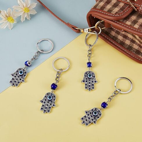 WEWAYSMILE 8Pcs Evil Eye Keychain Blue Evil Eye Hand Handmade Hamsa Keychain 10.8cm Protection Keychain for Car Key rings, Wallet Accessories, Bags Good Luck Charms in Saudi Arabia