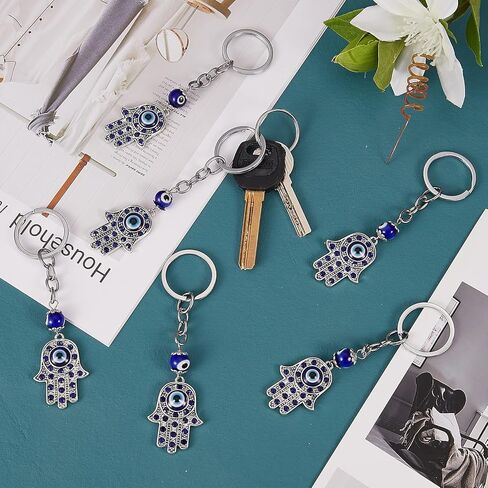 WEWAYSMILE 8Pcs Evil Eye Keychain Blue Evil Eye Hand Handmade Hamsa Keychain 10.8cm Protection Keychain for Car Key rings, Wallet Accessories, Bags Good Luck Charms in Saudi Arabia