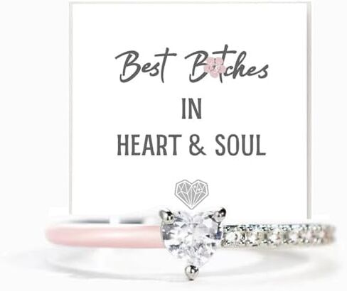LIU JUN Best BiChes Rings، حلقات نصف مينا متطابقة مقطوعة على شكل قلب، خاتم حب ذاتي، حلقات فضية قابلة للتعديل على شكل قلب للنساء هدايا مجوهرات أفضل الأصدقاء in Kuwait