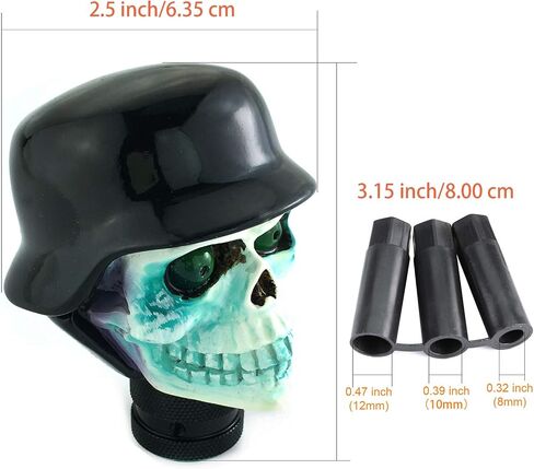 Arenbel Soldier Skull Racing Shift Lever Knob استبدال الهيكل العظمي والعتاد سرعة شيفتر عصا مقبض مناسب للسيارات اليدوية، أسود in Saudi Arabia
