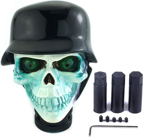 Arenbel Soldier Skull Racing Shift Lever Knob استبدال الهيكل العظمي والعتاد سرعة شيفتر عصا مقبض مناسب للسيارات اليدوية، أسود in Saudi Arabia