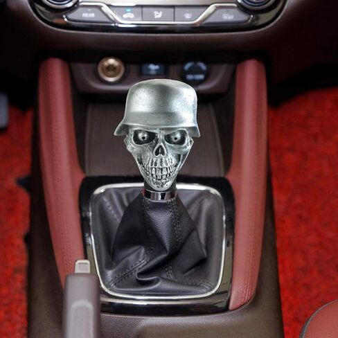 Arenbel Soldier Skull Racing Shift Lever Knob استبدال الهيكل العظمي والعتاد سرعة شيفتر عصا مقبض مناسب للسيارات اليدوية، أسود in Kuwait