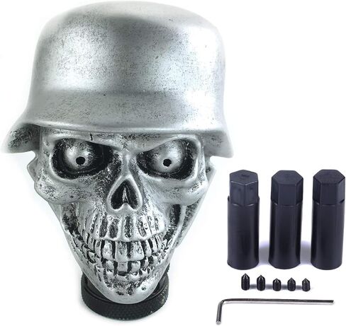 Arenbel Soldier Skull Racing Shift Lever Knob استبدال الهيكل العظمي والعتاد سرعة شيفتر عصا مقبض مناسب للسيارات اليدوية، أسود in Kuwait