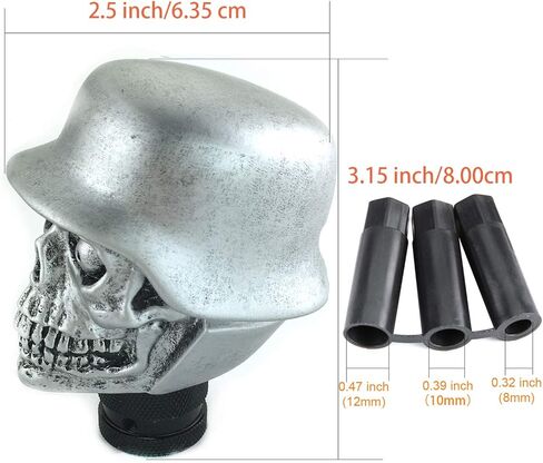 Arenbel Soldier Skull Racing Shift Lever Knob استبدال الهيكل العظمي والعتاد سرعة شيفتر عصا مقبض مناسب للسيارات اليدوية، أسود in Kuwait