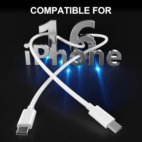 سلك كابل Carplay للسيارة لهاتف iPhone 16/16 Plus/16 Pro/16 Pro Max/15/15 Plus/15 Pro/15 Pro Max، iPad Pro 12.9/11، iPad Air 4/5، iPad Mini 6، 3 حزم 3.3 قدم كابل شحن سيارة مجدول من النايلون من USB A إلى USB C in Kuwait