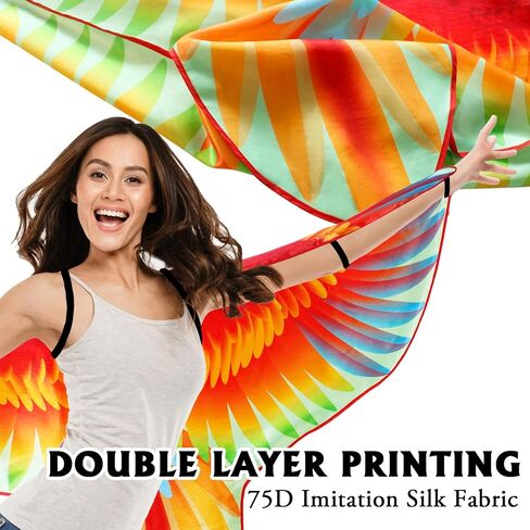 iROLEWIN Bird-Wings-Parrot-Costume for Adults Mardi Gras Headband for Women Feather Cape Big Eagle Dress-Up Shawl Party Gifts in Kuwait