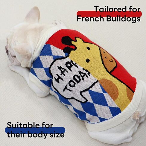 PUMYPOREITY French Bulldog Christmas Sweater, Pullover Dog Sweater with Scarf for French Bulldog, Soft Dog Christmas Outfit for Frenchie Dogs, Knitted Dog Sweaters for Cold Weather, Red, L in Saudi Arabia
