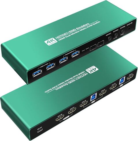 HDMI KVM Switch 1 شاشات 2 أجهزة كمبيوتر EDID Emulator 4K 60 هرتز kvm Switch hdmi 2K 144 هرتز EDID نسخة hdmi 2.0 kvm edid Clone 3440*1440 100hz 2 Port hdmi kvm Switch edid usb3.0 GiantMatrix in Saudi Arabia