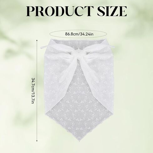 White Bandanas for Women Floral Head Scarf for Hair Trendy Flower Headbands Mesh Hair Scarves Cute Adjustable Bandana Triangular Lace Head Scarf Vintage Head Coverings for Women Maid in Saudi Arabia