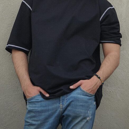 Bible Verse Cross Bracelets for Men Handmade 10mm Natural Black Onyx, Lava Rock Stone, Tiger Eyes and Black Matte Agate Bead Braided Rope Meaningful Gifts Bracelet for Men Father Boyfriends Husband in Kuwait