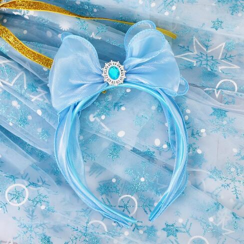 xepst ندفة الثلج الأميرة كيب الأميرة عباءة مع عصابات الرأس للفتيات، الأميرة يتوهم اللباس الملحقات الأميرة اللباس لعيد الهالوين عيد الميلاد زي كرنفال حفلة عيد ميلاد تأثيري in Kuwait