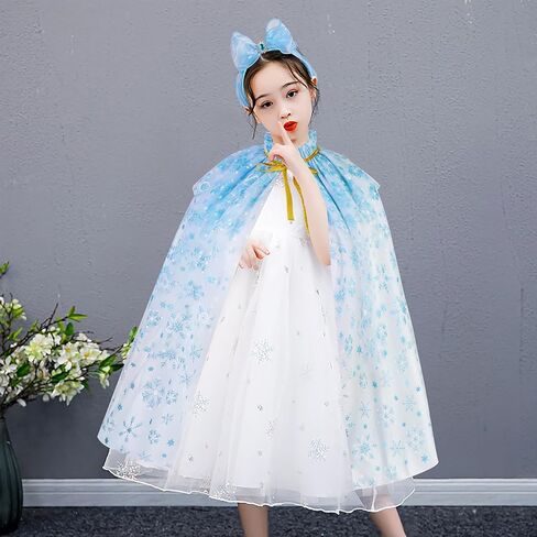 xepst ندفة الثلج الأميرة كيب الأميرة عباءة مع عصابات الرأس للفتيات، الأميرة يتوهم اللباس الملحقات الأميرة اللباس لعيد الهالوين عيد الميلاد زي كرنفال حفلة عيد ميلاد تأثيري in Kuwait