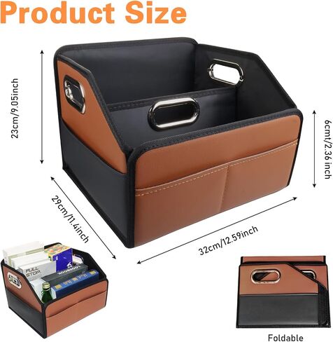 Leather Car Seat Organizer for Back Front Passenger Seats with 6 Storage Compartments 3 Carry Handles Front Seat Car Organizer for kids Multipurpose Car Organizers and Storage Brown and Black in Kuwait