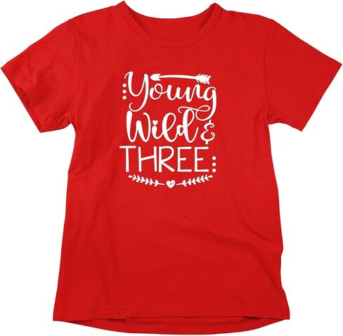 Young Wild and Three - Toddler Clothes - 3 Years Old Birthday Tshirt Funny Outfit Cute Kid Shirt in Kuwait