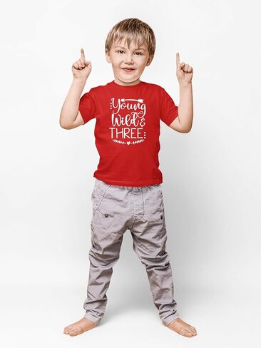 Young Wild and Three - Toddler Clothes - 3 Years Old Birthday Tshirt Funny Outfit Cute Kid Shirt in Kuwait