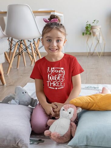 Young Wild and Three - Toddler Clothes - 3 Years Old Birthday Tshirt Funny Outfit Cute Kid Shirt in Kuwait